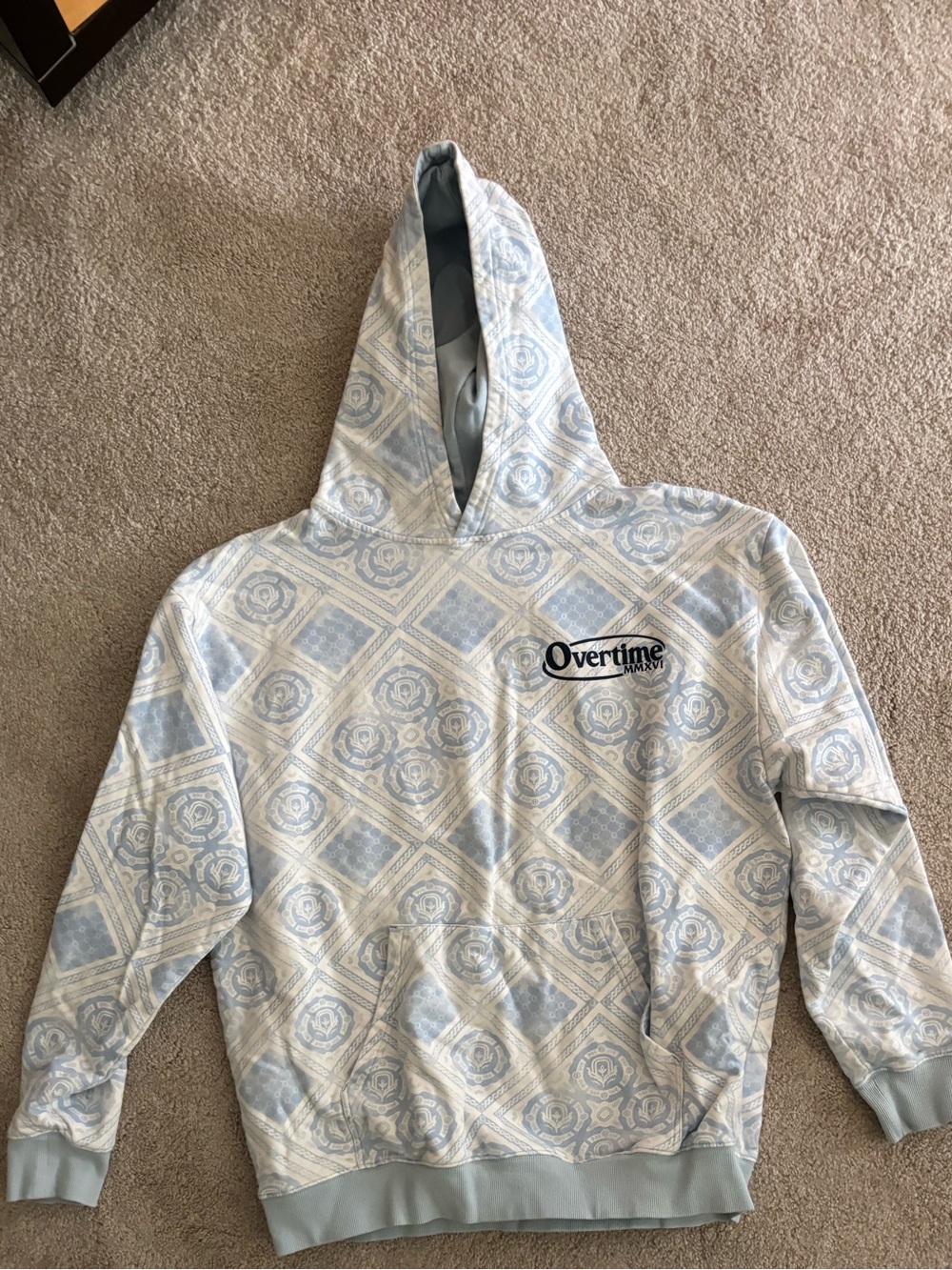 Overtime Light Blue Patterned Hoodie